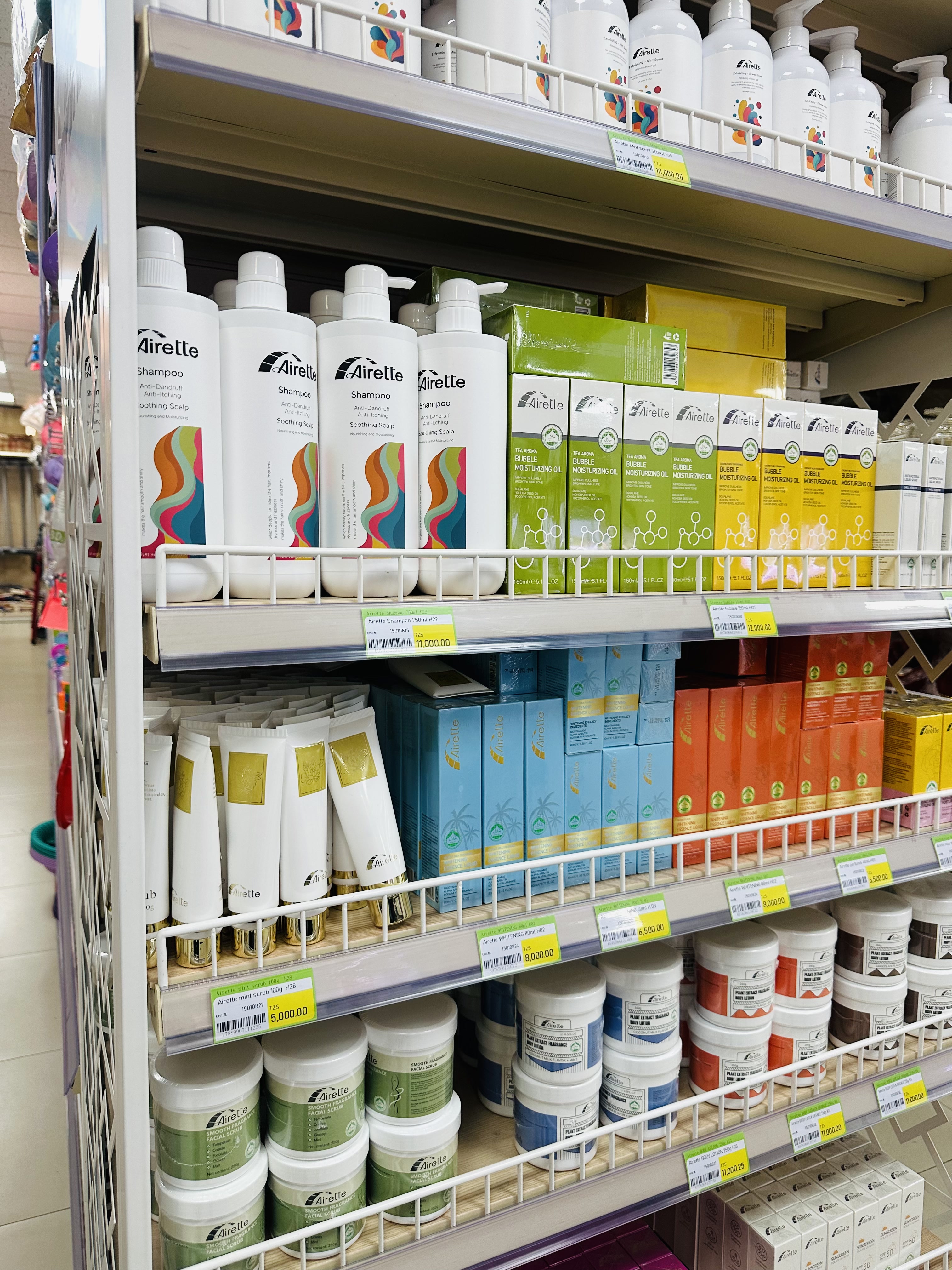 Shampoo and skincare shelf